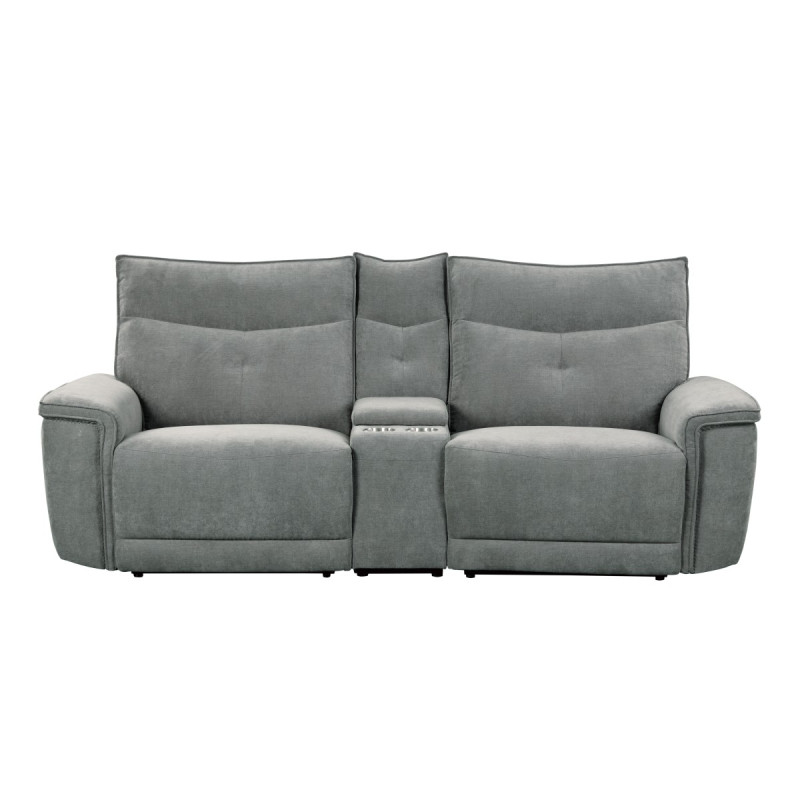 9509DG-2CNPWH* Power Double Reclining Love Seat with Center Console and Power Headrests