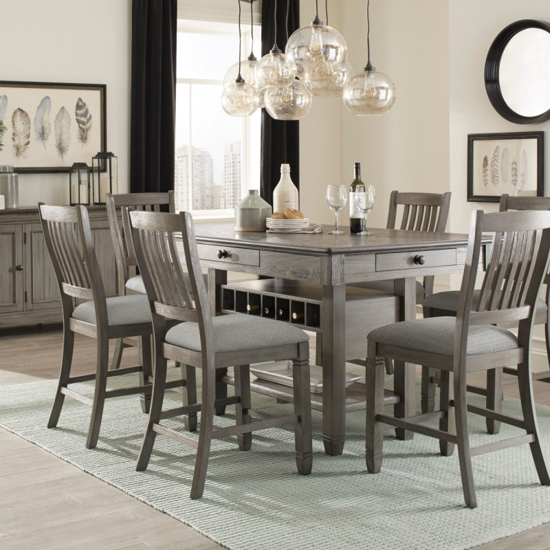 5627GY-36*7 7PC SETS Counter Height Table + 6 Counter Height Chairs