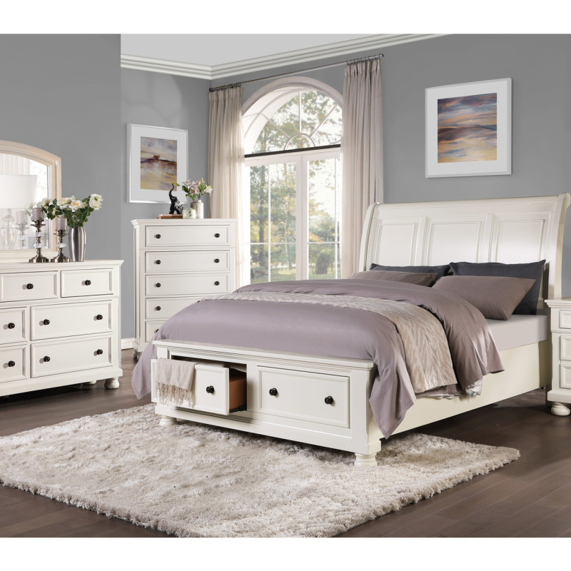 1714KW-1EK*4 4PC SETS Eastern King Sleigh Platform Bed + Night Stand + Dresser + Mirror
