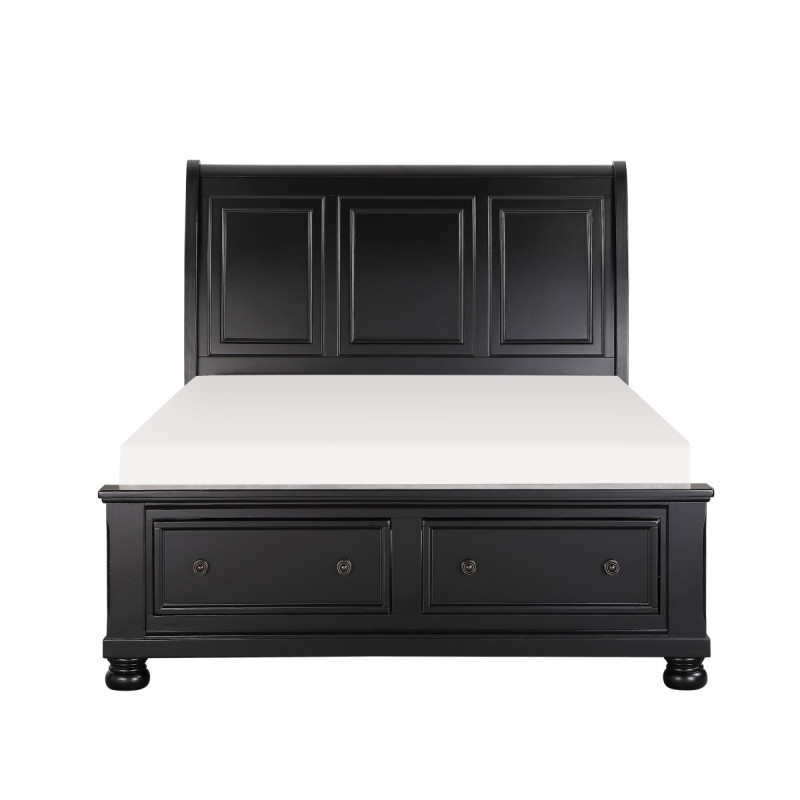 1714BK-1* Queen Sleigh Platform Bed with Footboard Storage