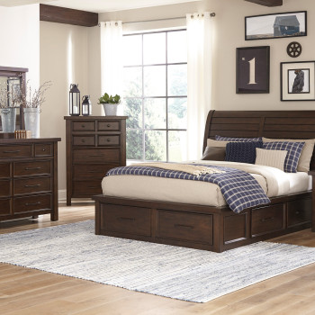 1559-1*9 5PC SETS Queen Platform Bed + Night Stand + Dresser + Mirror + Chest