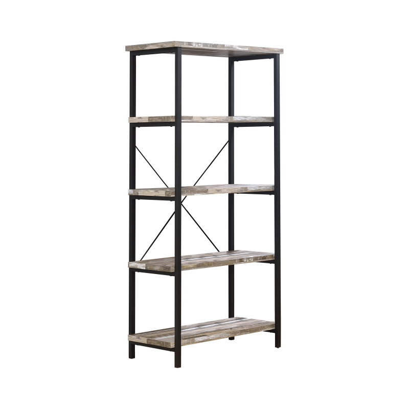 801236 Skelton 4-Shelf Bookcase Salvaged Cabin And Black