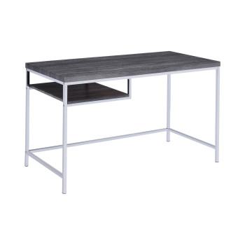 801271 Kravitz Rectangular Writing Desk Weathered Grey And Chrome