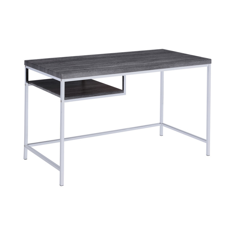 801271 Kravitz Rectangular Writing Desk Weathered Grey And Chrome