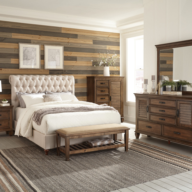 300525F-S5 5PC SETS Full Bed + Nightstand + Dresser + Mirror + Chest