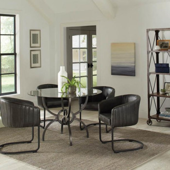 108291-S5 Aviano 5-Piece Dining Set Gunmetal And Matte Black