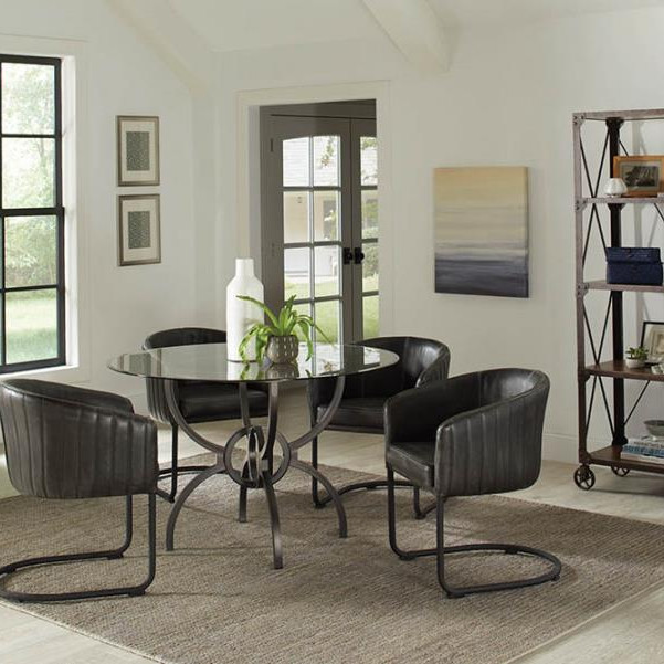 108291-S5 Aviano 5-Piece Dining Set Gunmetal And Matte Black