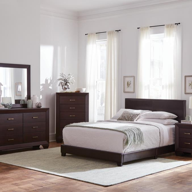300762Q-S5 5PC SETS QUEEN BED + NIGHTSTAND + MIRROR + DRESSER + CHEST