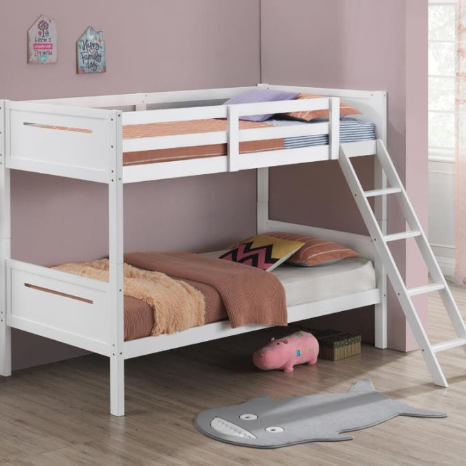 405051WHT TWIN/TWIN BUNK BED