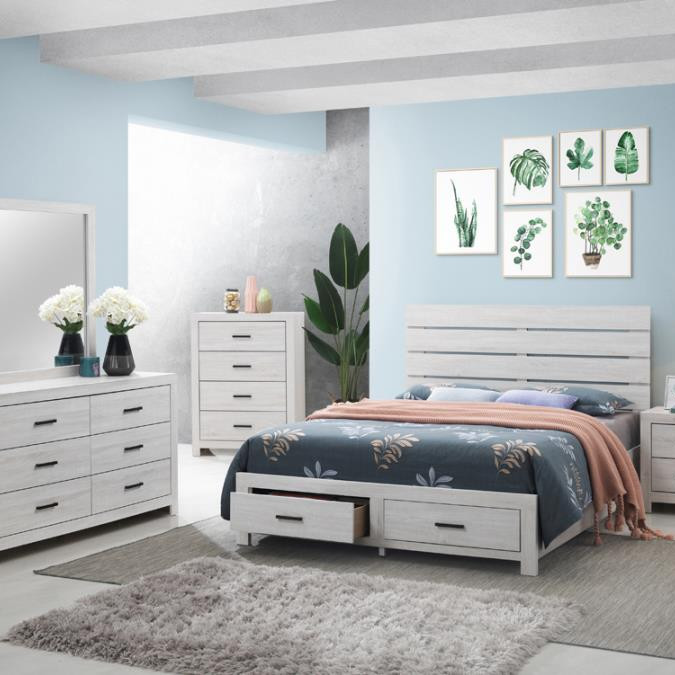207050Q-S5 5PC SETS QUEEN STORAGE BED + NIGHTSTAND + DRESSER + MIRROR + CHEST
