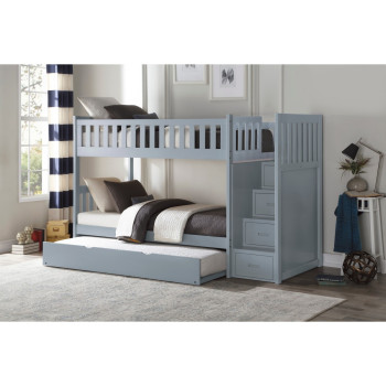 B2063SB-1*R Bunk Bed with Reversible Step Storage and Twin Trundle