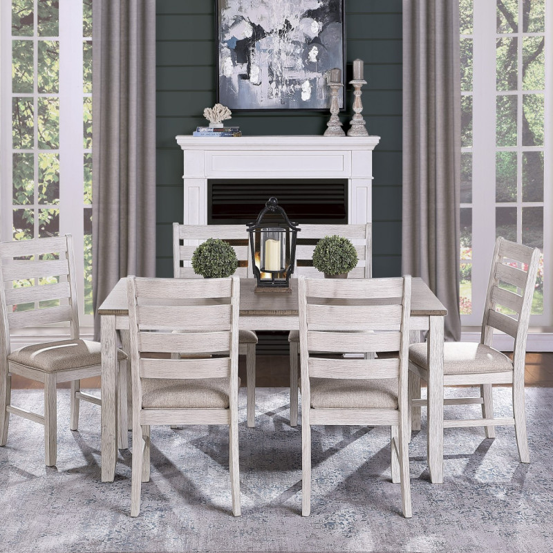 5769W-60*7 7PC SETS Dining Table +6 Side Chairs