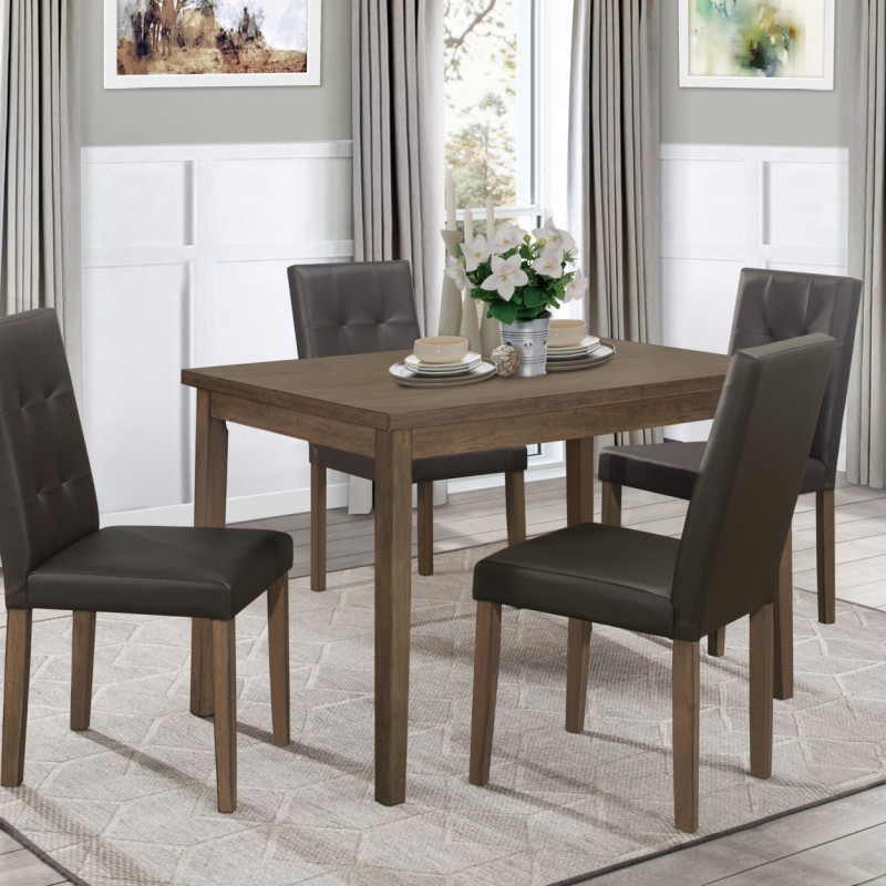 5039BR-48*5 5PC SETS Dining Table + 4 Side Chairs