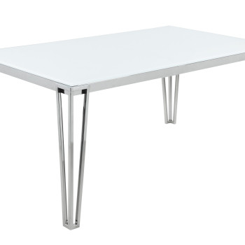 193001 Pauline Rectangular Dining Table With Metal Leg White And Chrome