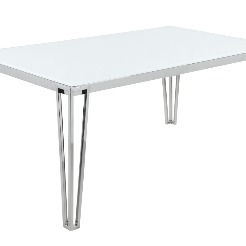 193001 Pauline Rectangular Dining Table With Metal Leg White And Chrome