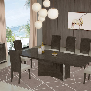 D845 - Gray 7PC SETS Dining Table + 6 Chairs