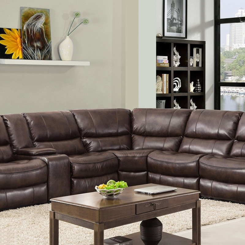 9931 - Dark Brown Sectional with Power Recliners