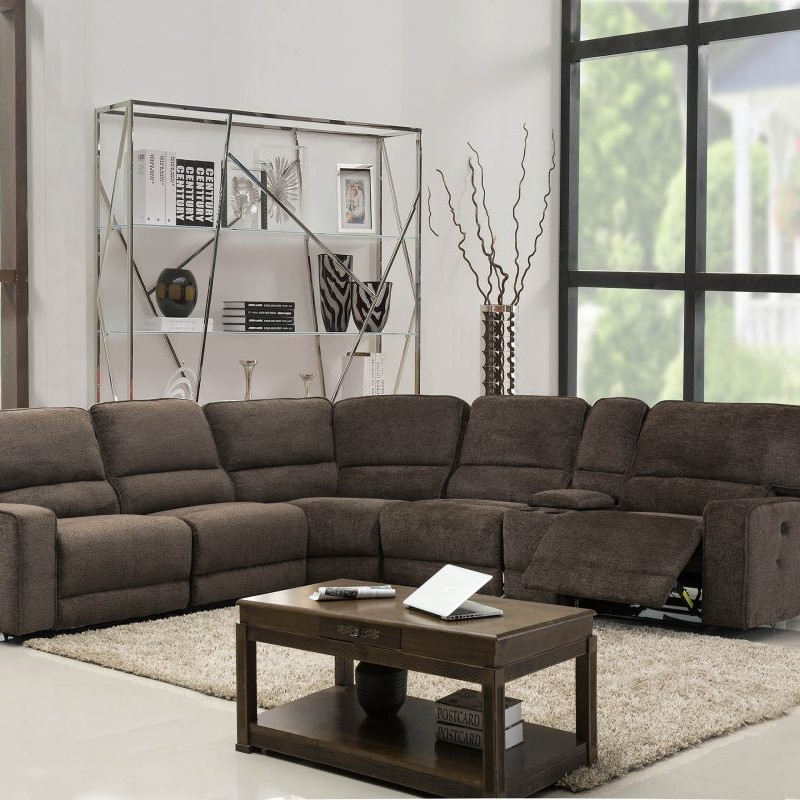 9906 - Brown Sectional with Power Recliners