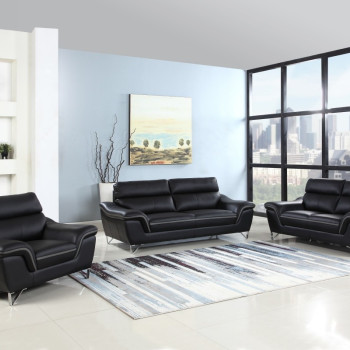 168 - Black 2PC SETS Sofa + Loveseat