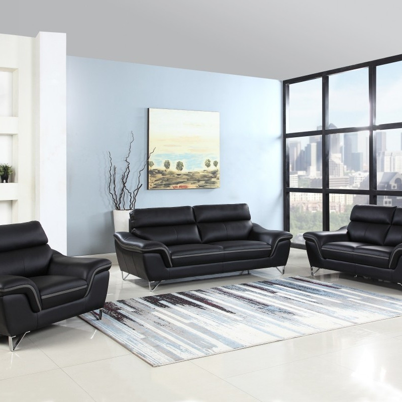 168 - Black 2PC SETS Sofa + Loveseat