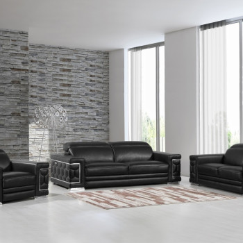 692 - Black 2PC SETS Sofa + Loveseat
