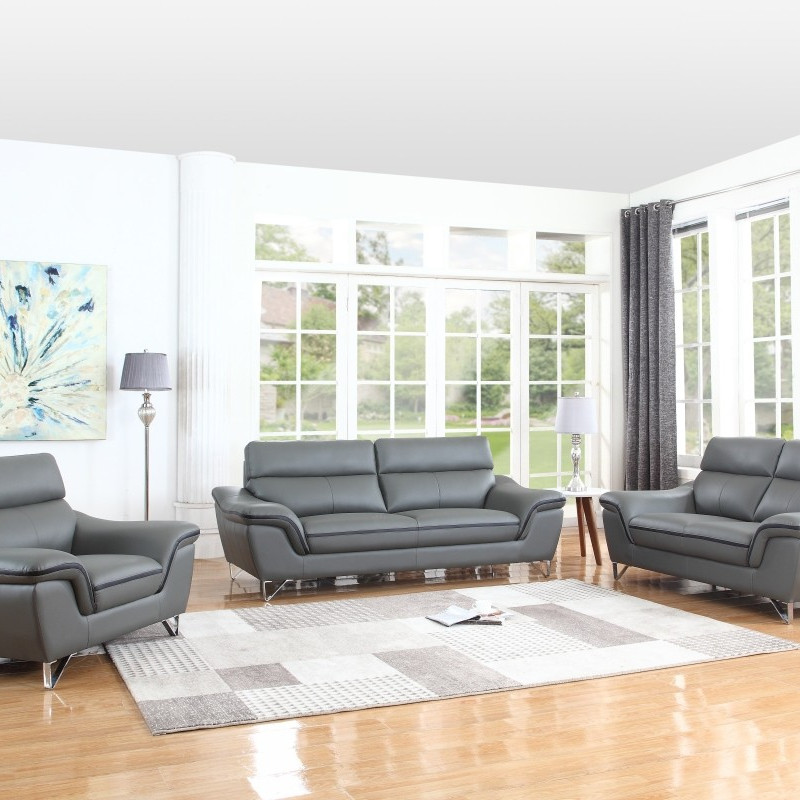 168 - Gray 2PC SETS Sofa + Loveseat