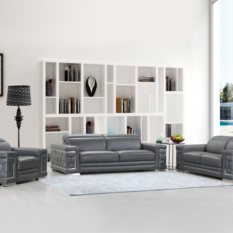 692 - Dark Gray 2pc sets Sofa + Loveseat