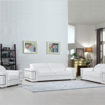 692 - White 2pc sets Sofa + Loveseat
