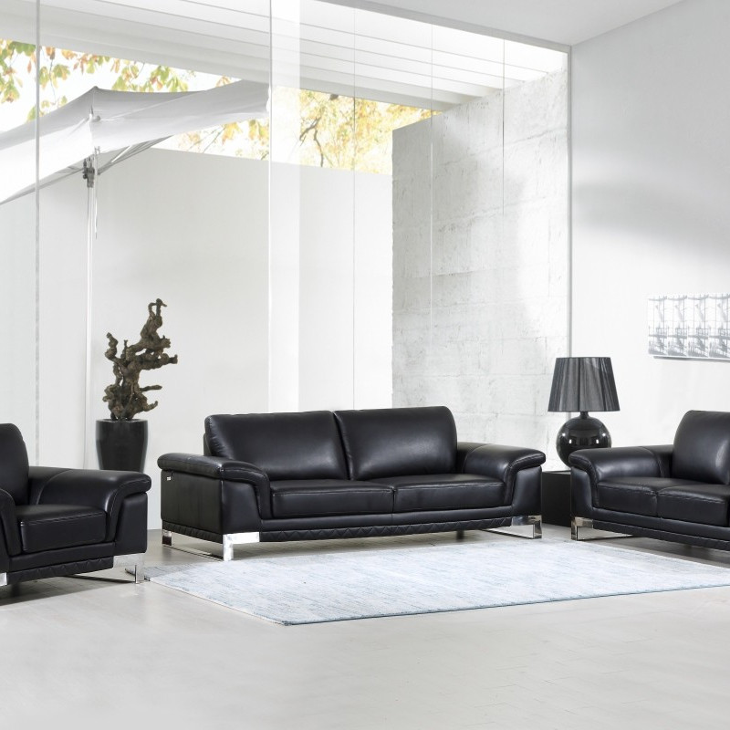 411 - Black 2pc sets Sofa + Loveseat