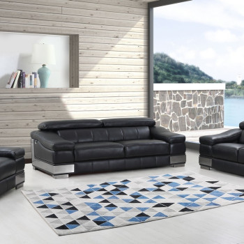 415 - Black 2pc sets Sofa + Loveseat