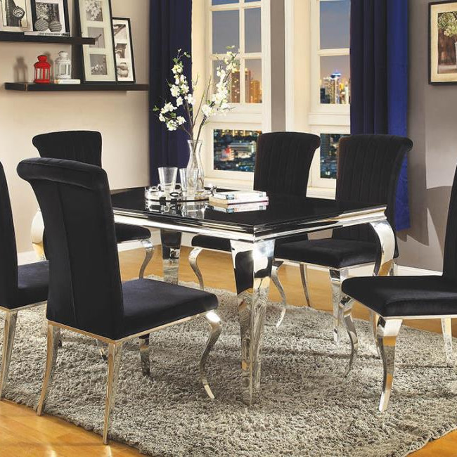 Carone Rectangular Dining Table Chrome And Black