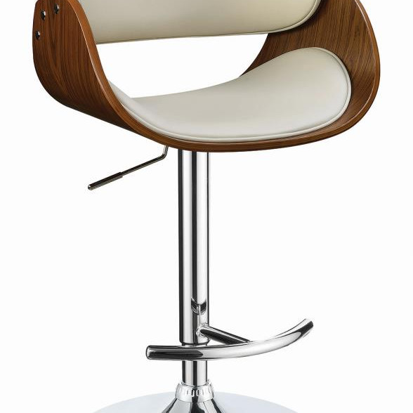 104966 Adjustable Bar Stool Ecru And Chrome