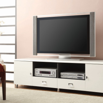 700910 2-Drawer TV Console White And Grey