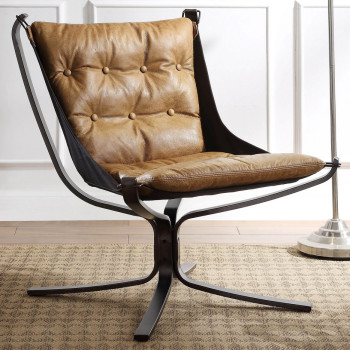 59831 Carney Coffee Top Grain Leather Swivel Accent Chair