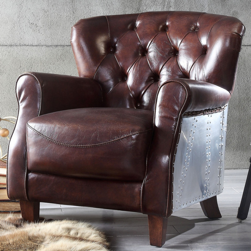 59830 Brancaster Vintage Brown/Top Grain Leather Accent Chair
