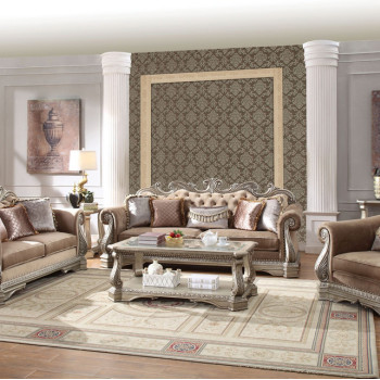 56930+56931+56932 3PC SETS Northville Tan Velvet 2-Seat Sofa + Loveseat + Chair