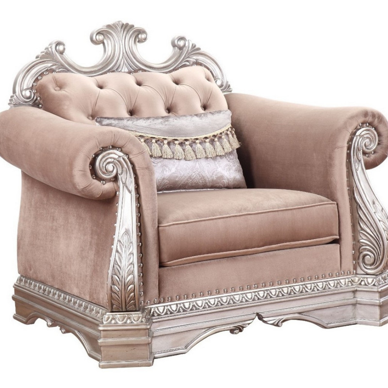 56932 Northville Tan Velvet/Antique Gold Finish Chair