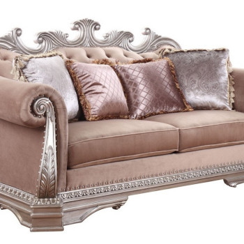 56931 Northville Tan Velvet/Antique Gold Finish Loveseat