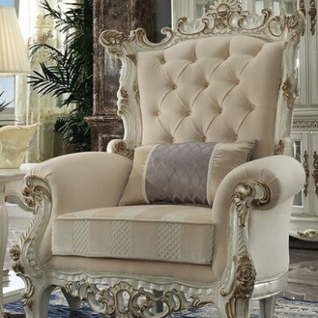 53463 Picardy II Antique Pearl Finish/Fabric Accent Chair