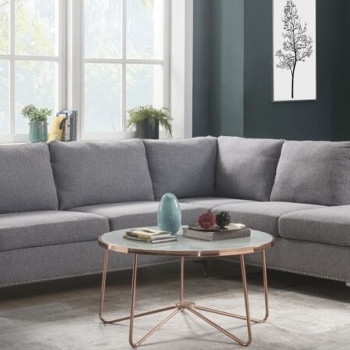 52755 Melvyn 2-Pc Gray Fabric RAF Sectional Sofa