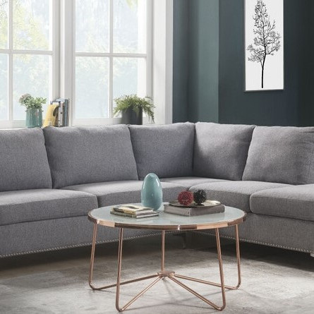 52755 Melvyn 2-Pc Gray Fabric RAF Sectional Sofa