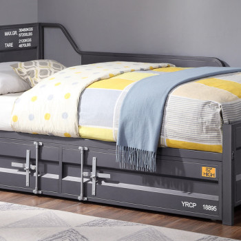 39885 Cargo Gunmetal Finish Metal Twin Daybed w/Trundle