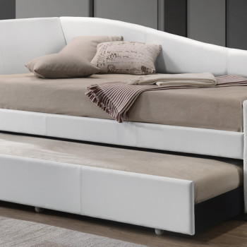 39400 Jedda White PU Leather Twin Daybed w/Trundle
