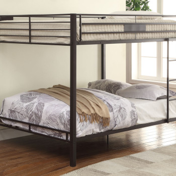 38015 Kaleb Sandy Black Metal Queen over Queen Bunk Bed