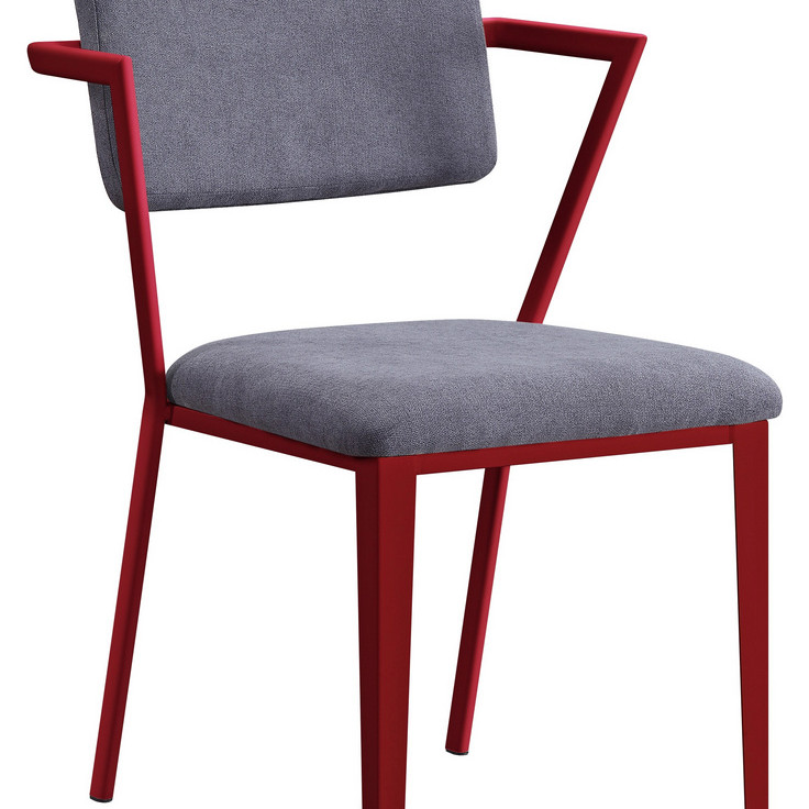 37919 Cargo Red Finish Metal/Grey Fabric Chair