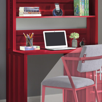 37917 Cargo Red Finish Metal Computer Desk & Hutch
