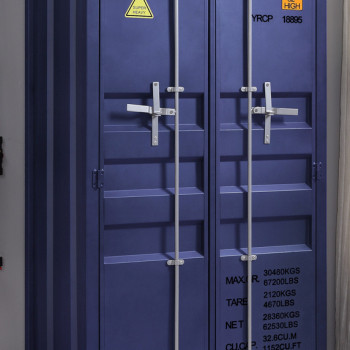 37909 Cargo Blue Finish Metal Double Doors Wardrobe