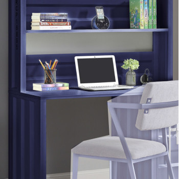 37907 Cargo Blue Finish Metal Computer Desk & Hutch