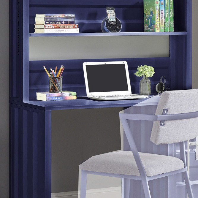 37907 Cargo Blue Finish Metal Computer Desk & Hutch