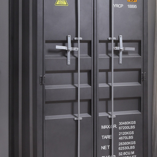 37899 Cargo Gunmetal Finish Metal Double Doors Wardrobe
